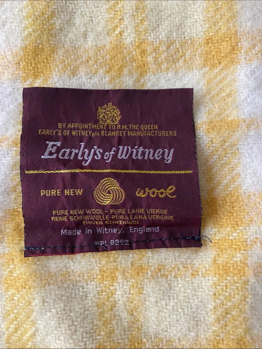 Vintage Early’s of Whitney Wool Yellow Plaid Blanket